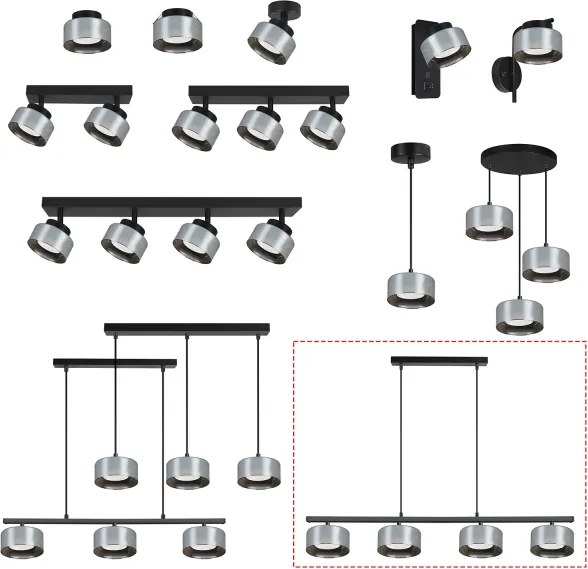 BRILAGI - LED Luster na lane AURA LUX 4xGX53/30W/230V čierna/dymová