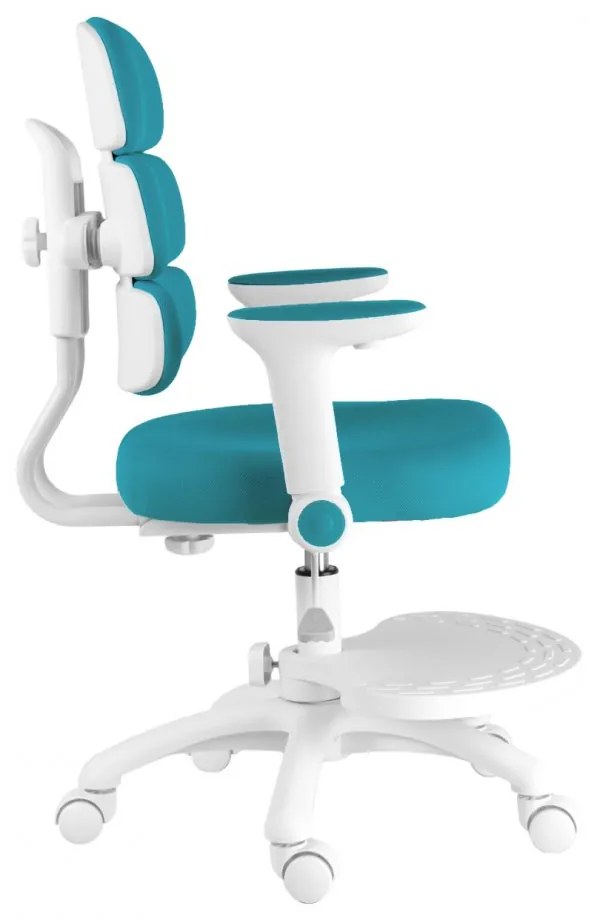 Detská rastúca stolička Neoseat KIDDY THREE — látka, prateľný poťah, tyrkysová