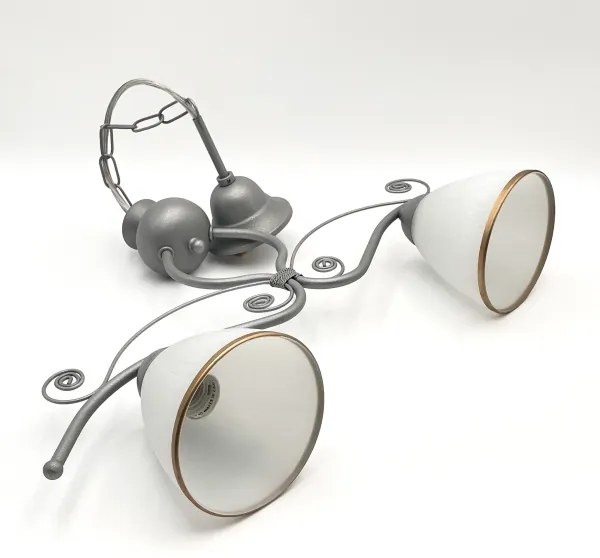 Luster na reťazi RETRO 2xE27/60W/230V strieborná