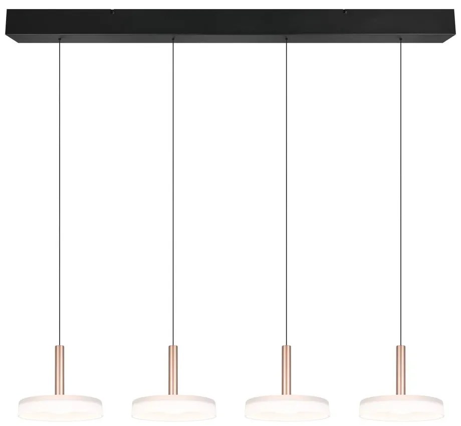 LED stmievateľné závesné svietidlo v čierno-bielo-zlatej farbe so skleneným tienidlom Celeste – Trio