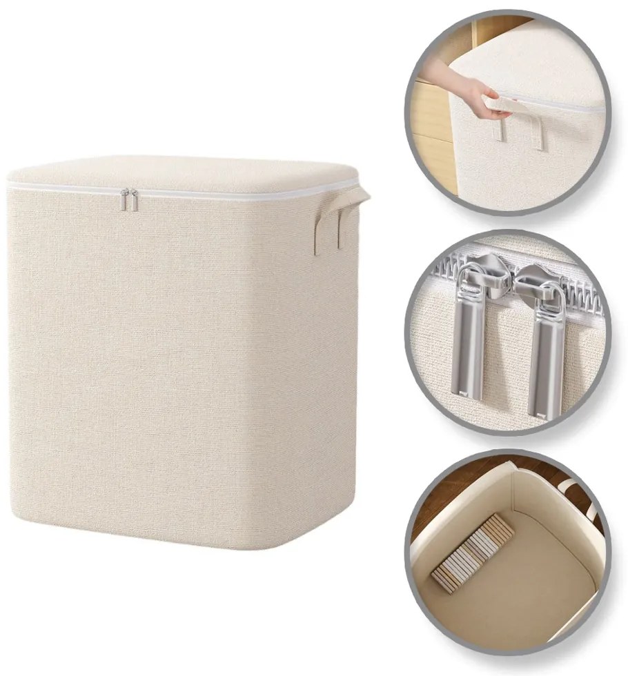 eCarla Úložný box – úložný organizér na zips POKER, 150L, 50x50x60cm, béžový