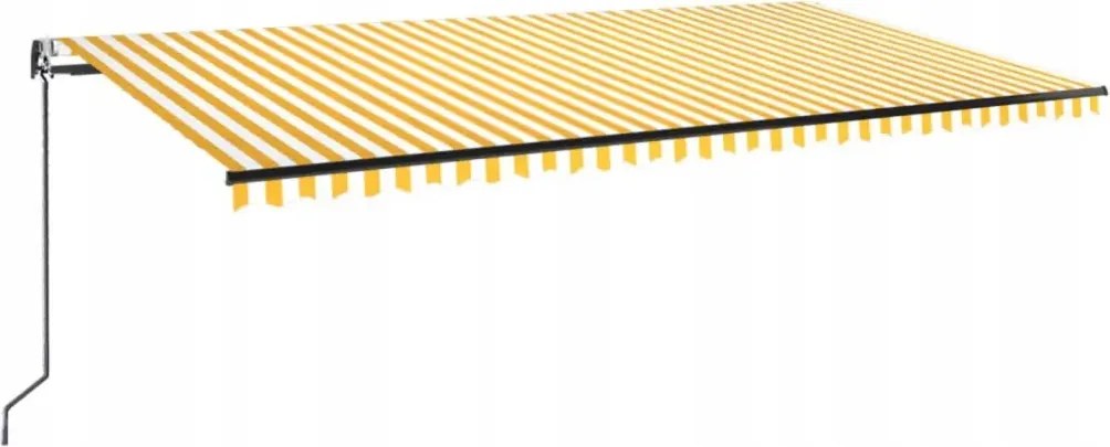 vidaXL Automaticky rolovateľná markíza, 600 x 350 cm, žlto-biela