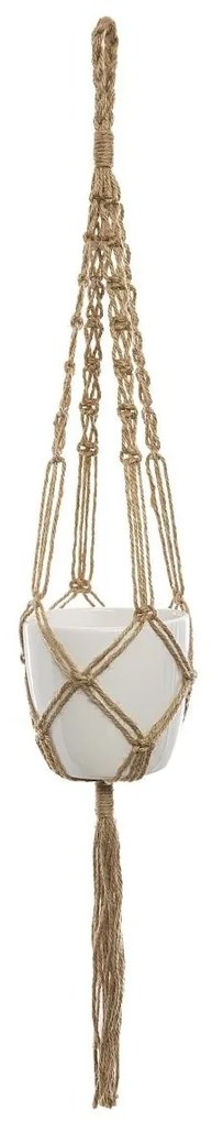 Závesný jutový kvetináč UOL 74 cm biely