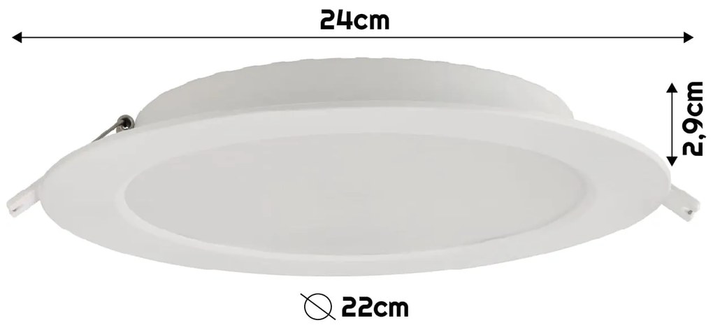 BERGE Okrúhly LED panel zapustený - biely - 18W - PC - neutrálna biela