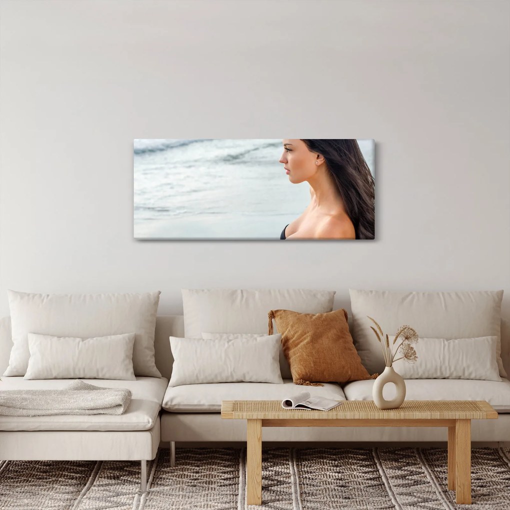 Obraz ženy na pláži (120x50 cm)