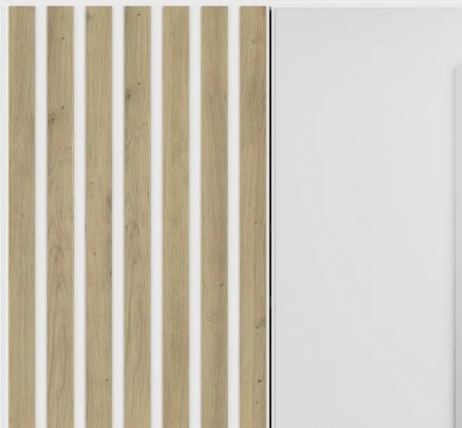 Šatníková skriňa so zrkadlom Genua, 136 cm, biela/dub artisan