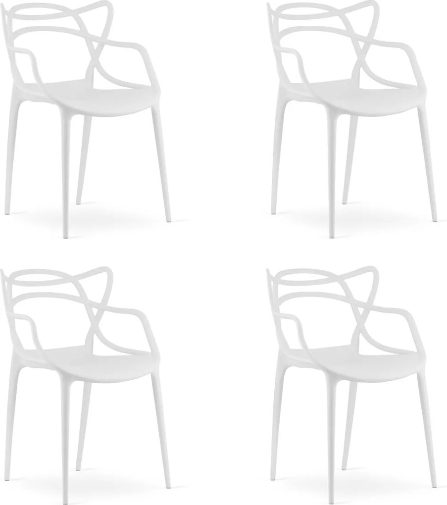 Sada 4 ks plastových stoličiek KATO bielych