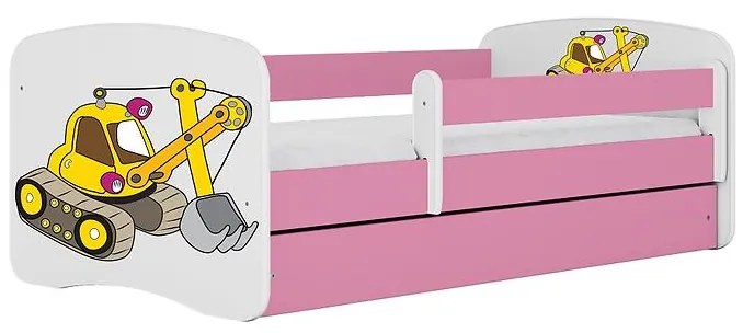 Detská Posteľ. Babydreams+Sz+M Ružová 70x140 Rýpadlo