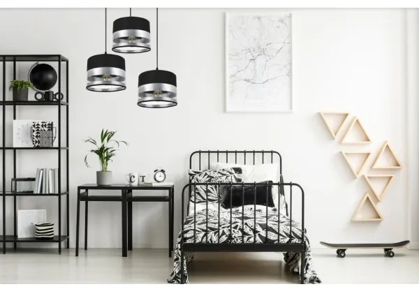 Luster na lanku MILO 3xE27/60W/230V strieborná/čierna