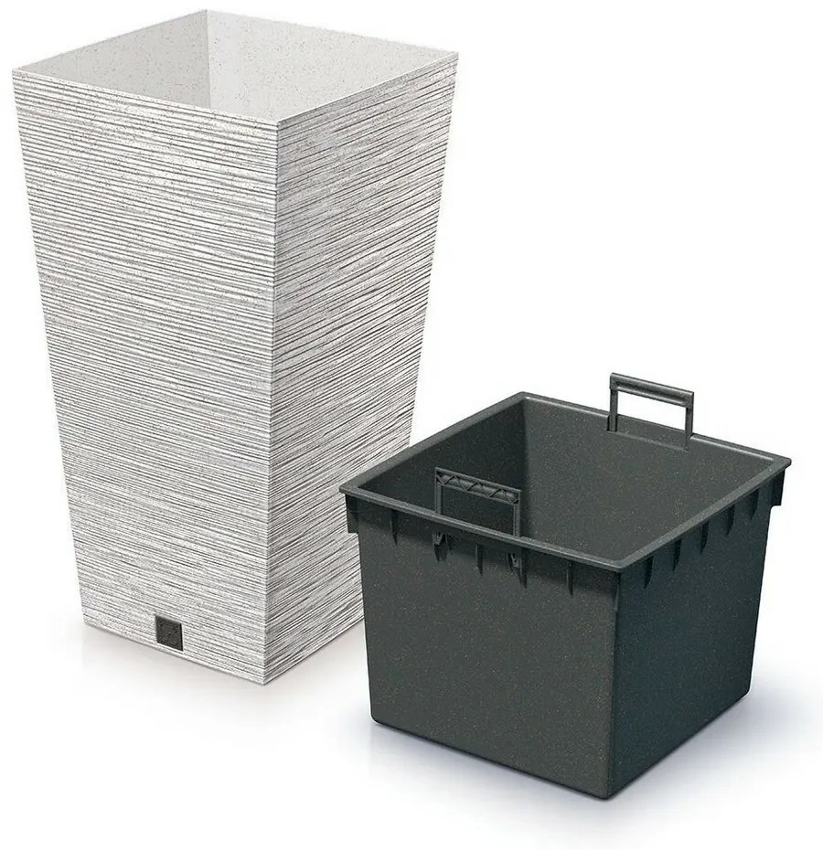 Kvetináč FURU SQUARE ECO WOOD s vložkou 30 c m,biely ECO