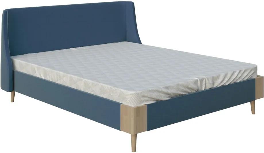 Modrá dvojlôžková posteľ PreSpánok Lagom Side Soft, 180 x 200 cm