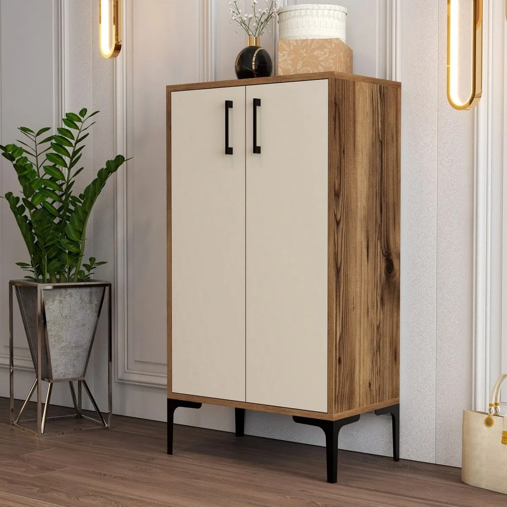 Skrinka na topánky Prag Walnut and Cream