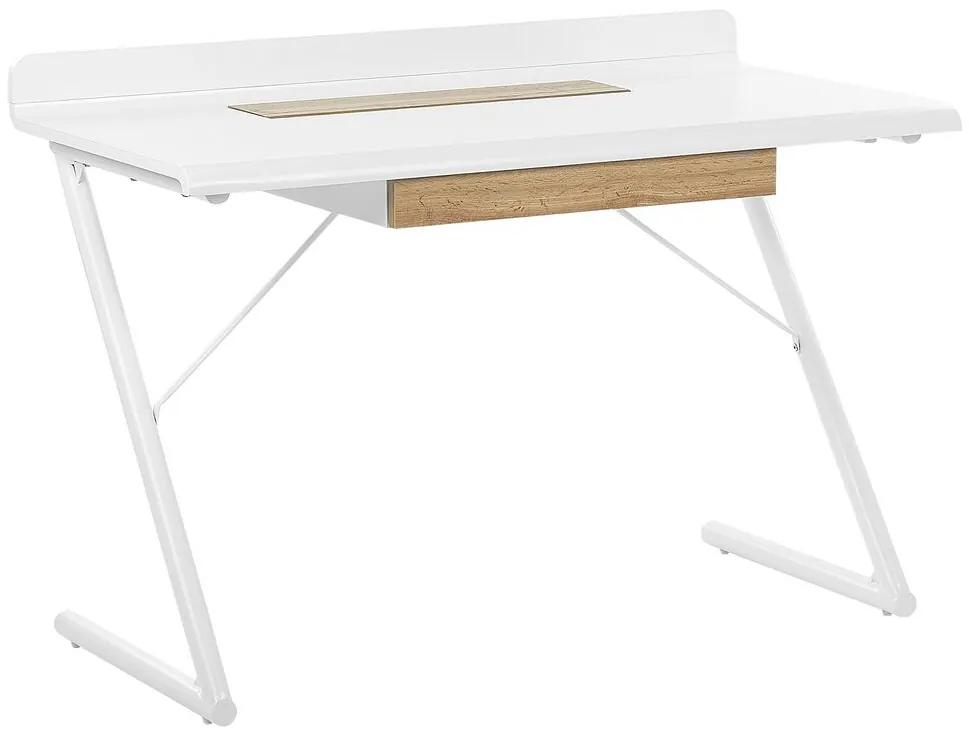 Písací stôl 120 x 60 cm biely so svetlým drevom FOCUS Beliani
