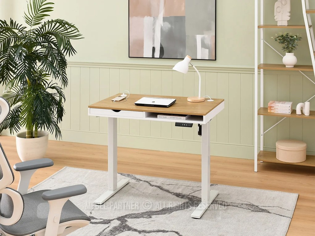 PC stolík Osto 100 (dub biely + biela). Akcia -21%. Vlastná spoľahlivá doprava až k Vám domov. 1109811