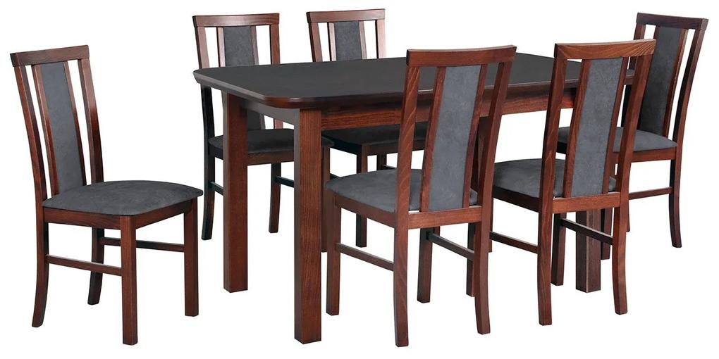 Rozkladací stôl so 6 stoličkami - AL65, Morenie: jelša, Poťahové látky: Kronos 7