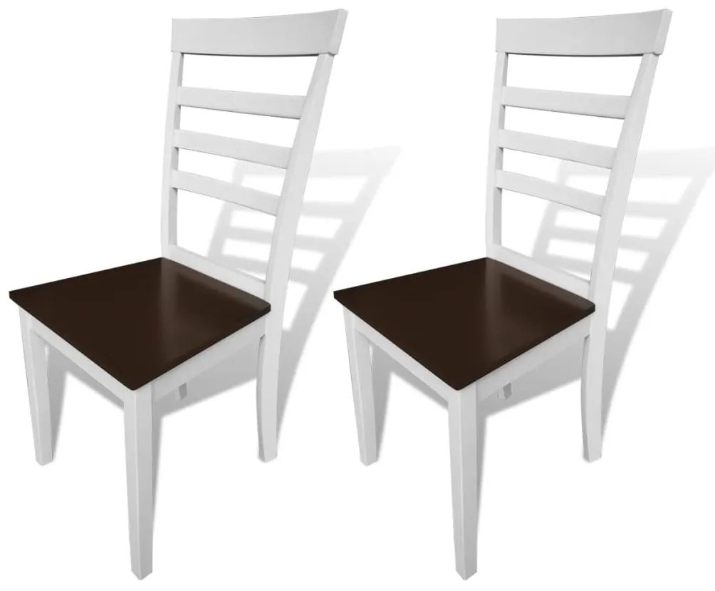 vidaXL Jedálenské stoličky 2 ks, bielo hnedé, drevený masív a MDF