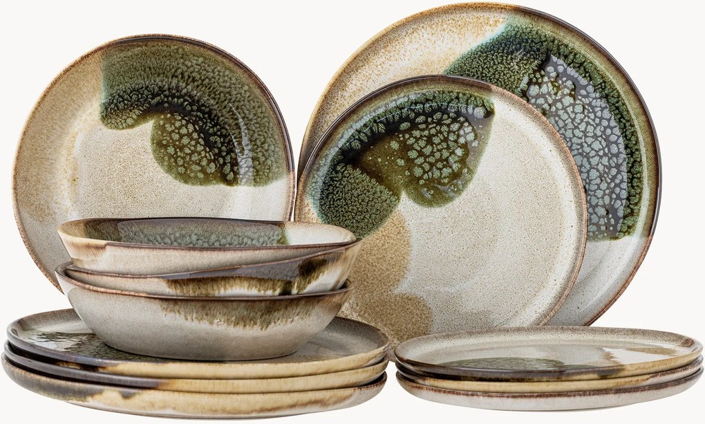 Ručne maľovaná súprava riadu Jules, 4 osoby, 12 ks