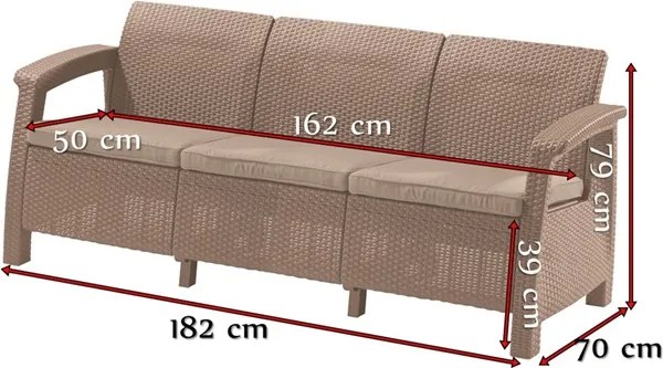 ALLIBERT CORFU LOVE SEAT MAX Pohovka, 182 x 70 x 79cm, cappuccino/piesková 17197959