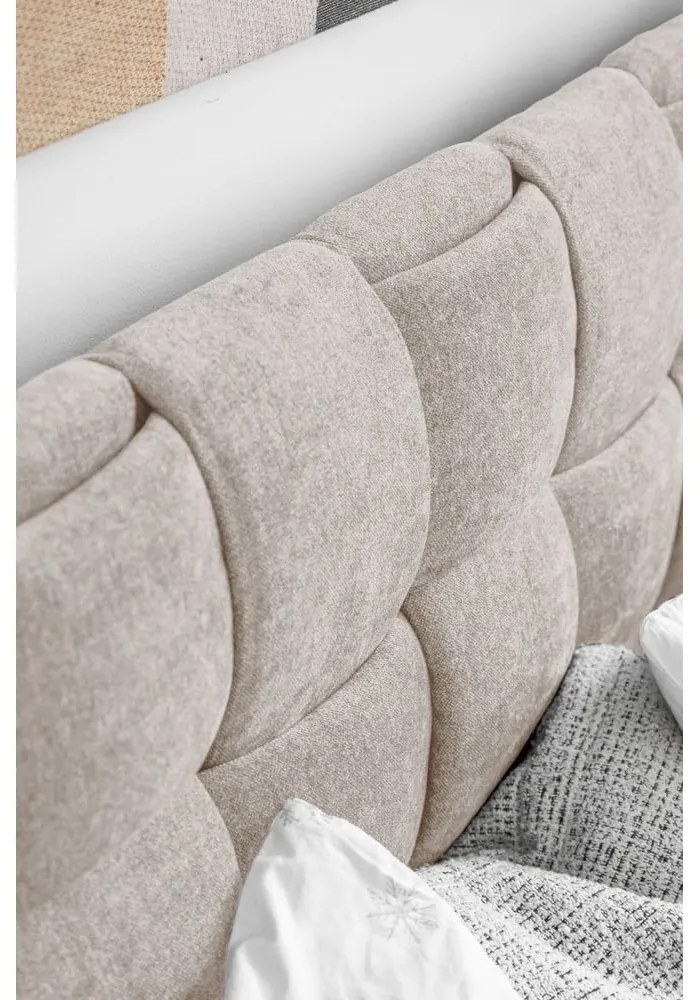 Béžová čalúnená dvojlôžková posteľ s roštom 160x200 cm Eve – Miuform