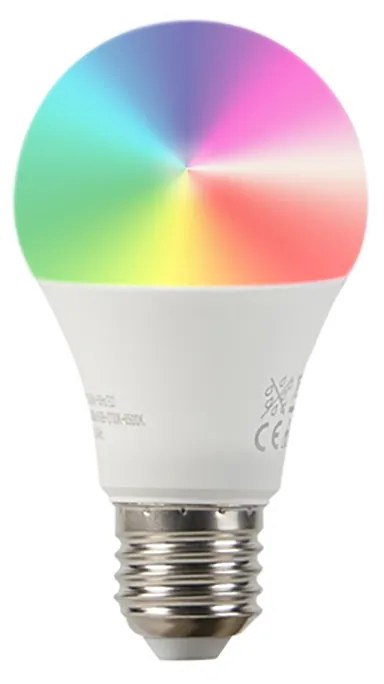 Inteligentná oblúková lampa oceľ s bielym textilným tienidlom vrátane WiFi A60 - Arc Basic