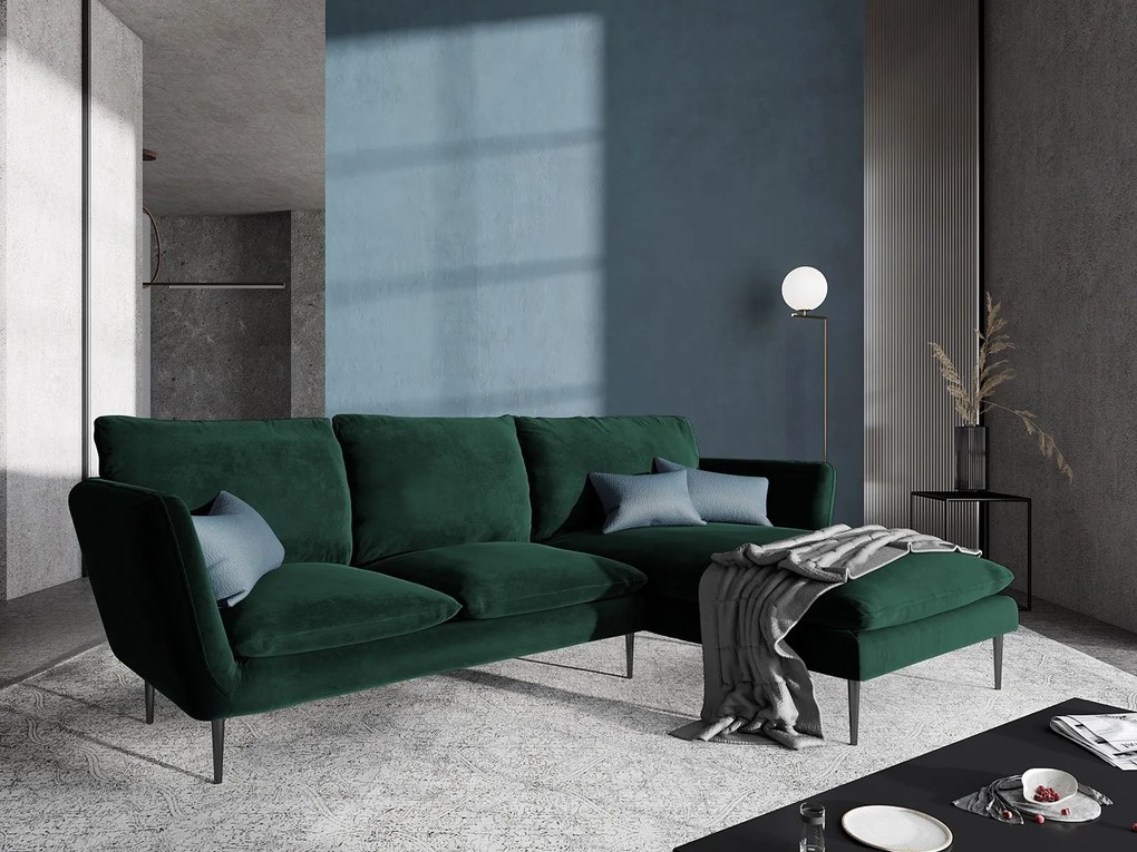 MAZZINI SOFAS Zamatová štvormiestna rohová pohovka Acacia pravý roh 250 × 165 × 96 cm