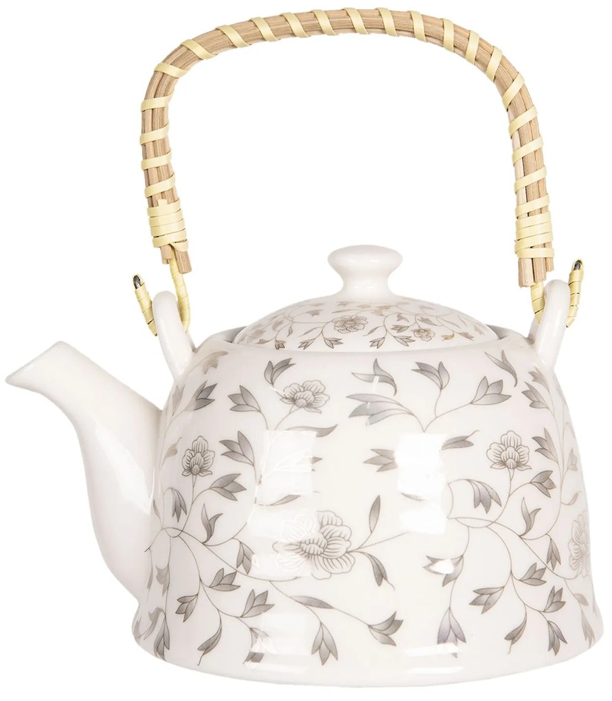 Porcelánová kanvica na čaj s drobnými kvietkami - 18*14*12 cm / 0,8L