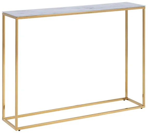 Konzolový stolík Alisma mramor biela/ zlatá 110cm
