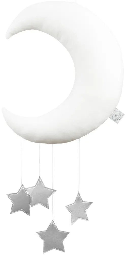Cotton &amp; Sweets Dekoratívny mesiac biela so striebrom 26x9x32cm