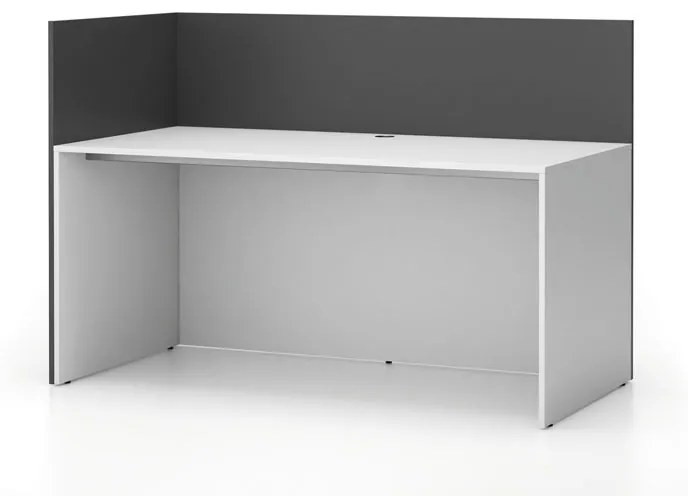 PLAN Kancelárska zostava single s paravánom SEGMENT, ľavá, biela / grafitová