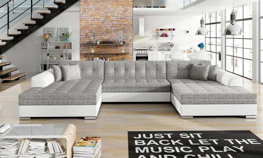 XXXLutz SEDACIA SÚPRAVA, textil, biela, svetlosivá MID.YOU - Online Only obývacie izby - 00000L002402