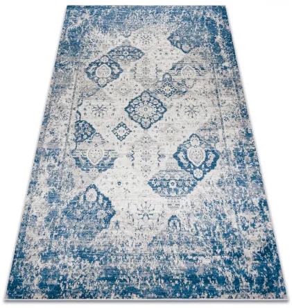 ANDRE 1819C umývací koberec Rozeta, protišmykový - béžová / modrý Veľkosť: 160x220 cm