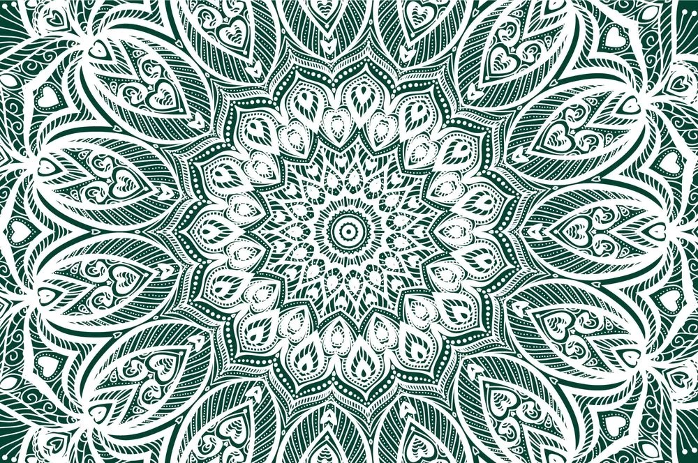 Samolepiaca tapeta Mandala harmónie na zelenom pozadí
