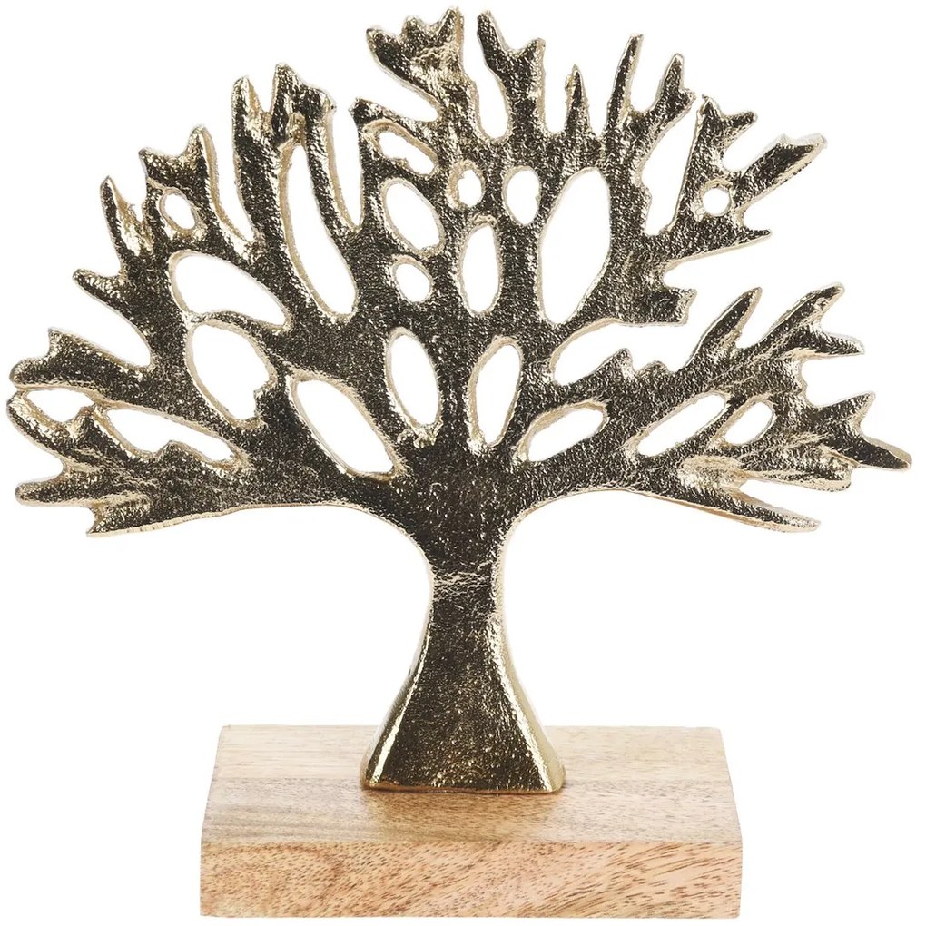 H&S Decoration Dekoračná soška Tree2, 16x17,3x6 cm, zlatá