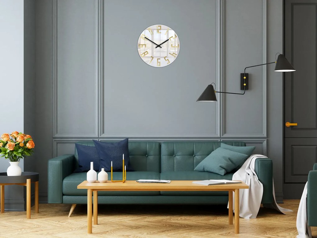 Nástenné hodiny Slim Gold biele