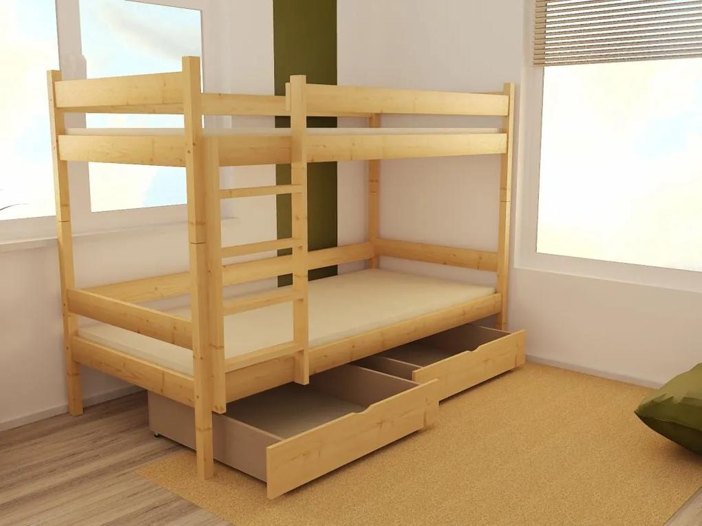 MAXMAX Detská poschodová posteľ z MASÍVU 200x80cm bez šuplíku - PP002