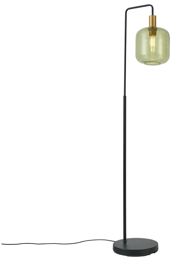 Hotelová elegantná stojacia lampa čierna a zlatá so zeleným sklom - Zuzanna