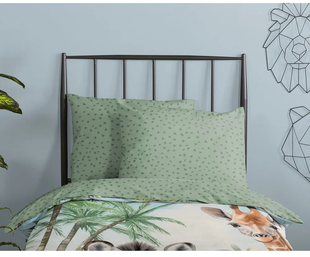 Zelené bavlnené detské obliečky na jednolôžko 140x200 cm Thabo – Good Morning