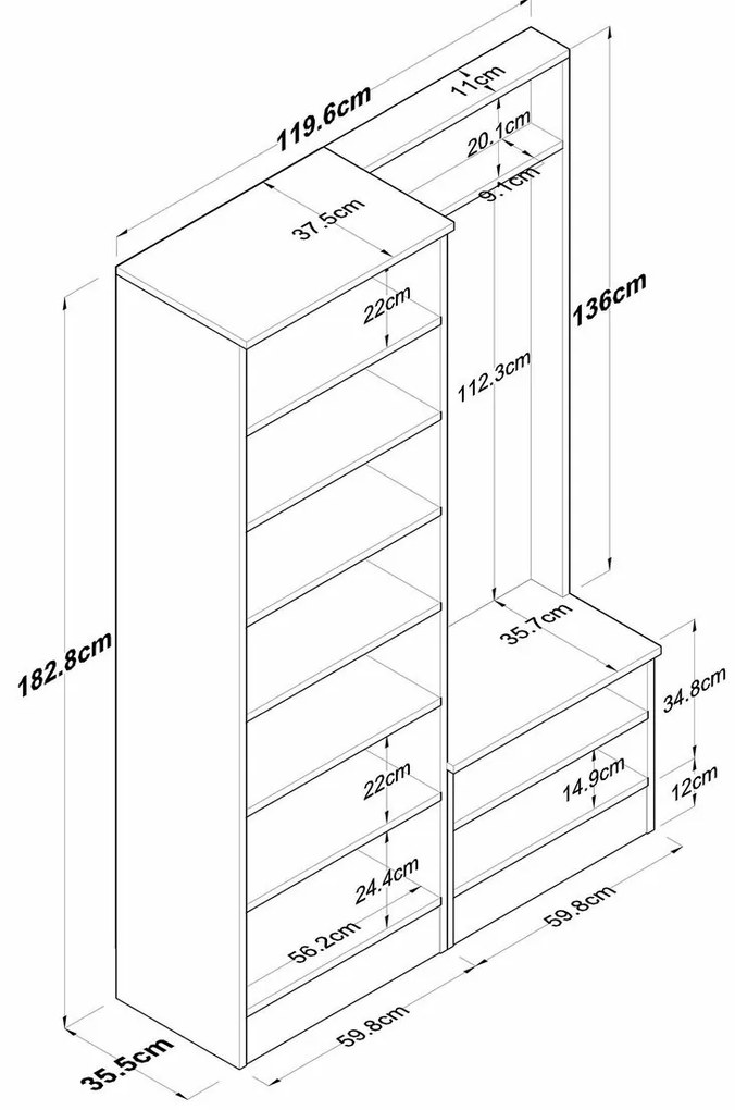 Predsieňová zostava Pone White and Walnut II