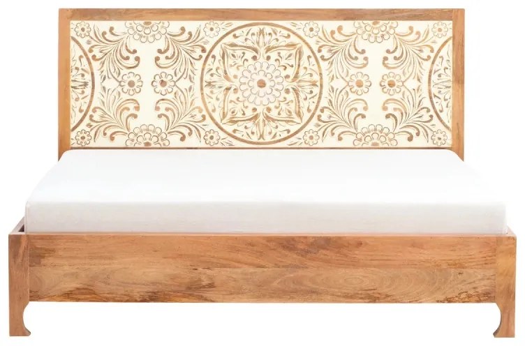 furniture-nabytek.cz - Masívna posteľ Delhi z mangového dreva, lakovaná, hnedá – 180x200 cm