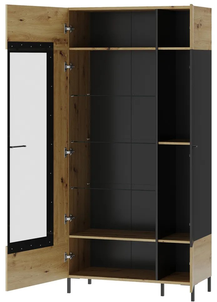 Vitrína Lucas II 12 90 cm dub Artisan/čierna