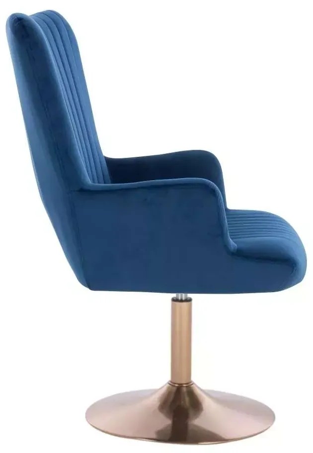LuxuryForm DESIGN Kreslo AMADEO VELUR na zlatom tanieri - modré