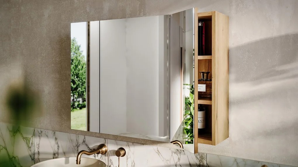 Závěsná koupelnová skříňka se zrcadlem UNI 80 cm dub coast evoke