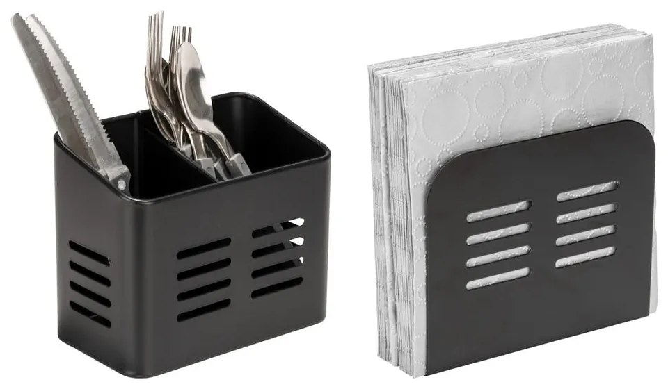 Kovové stojany na príbory a obrúsky v súprave 2 ks Black Outdoor Kitchen Baco – Wenko