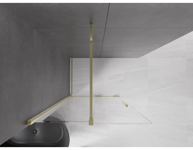 Mexen Velar, posuvné dvere do otvoru typ Walk-In 75 cm, 8mm číre sklo, zlatá lesklá, 871-075-000-03-50