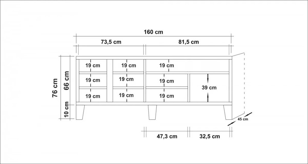 TV stolík Marina Mila 160 cm borovica atlantická