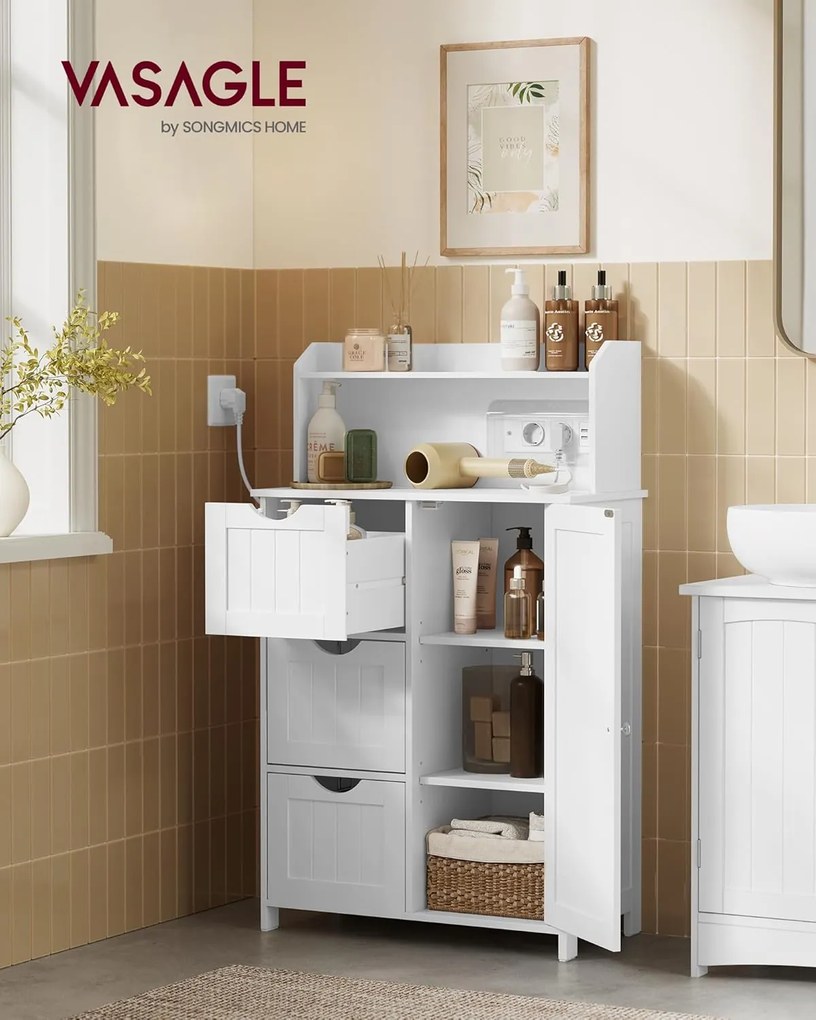 VASAGLE kúpeľňová skrinka, 30 x 60 x 100 cm, oblačne biela