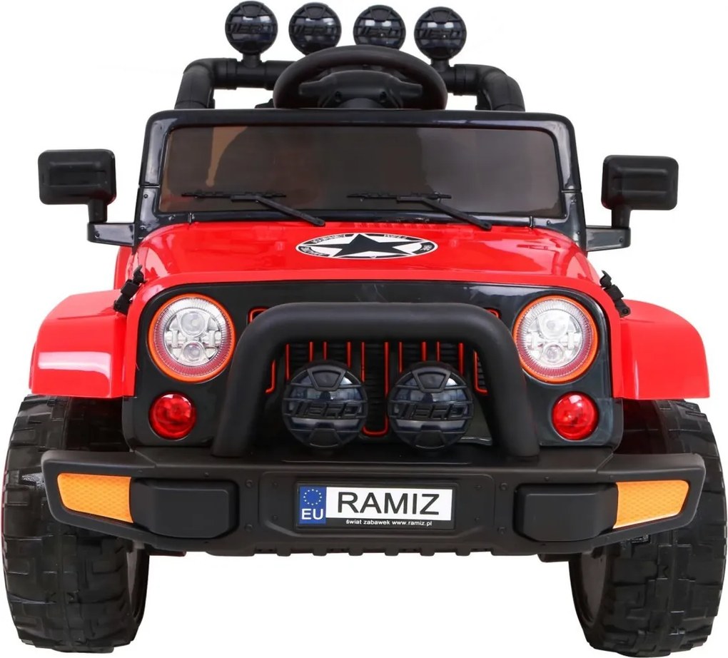 Ramiz Detské terénne auto Full Time 4WD Červená + 4x4 + Diaľkové ovládanie + LED audio + Úložný priestor