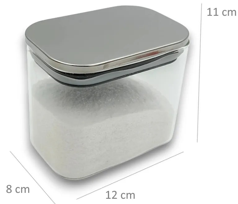 Arte Regal Sklenená obdĺžniková dóza s nerezovým vekom, 0,8l NEREZ VIVO