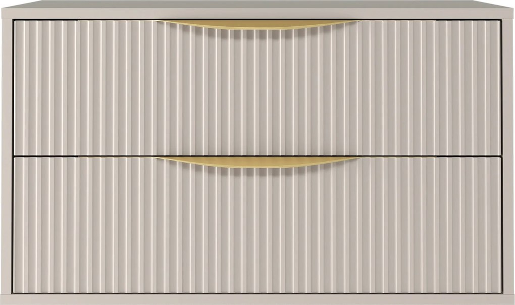 Závěsná skříňka pod umyvadlo Avila s deskou 80 cm kašmír/zlatá