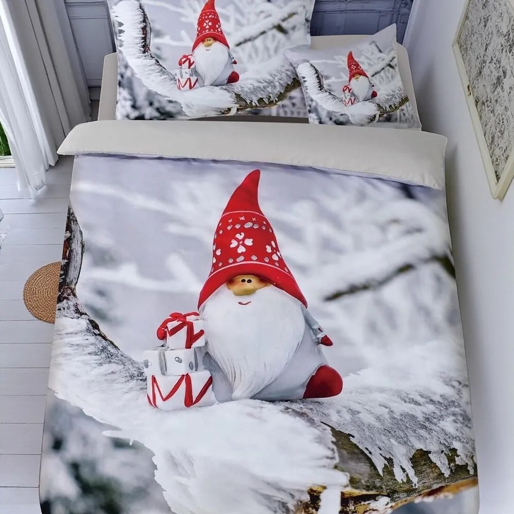 Obliečky DEPPA RED GNOM 3-dielna sada 140x200 cm